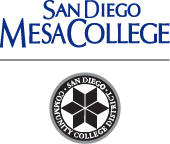 Mesa College name with black district seal below