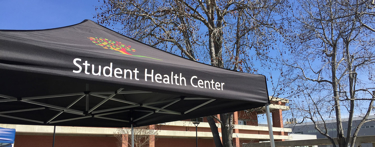 A student health center booth at city college