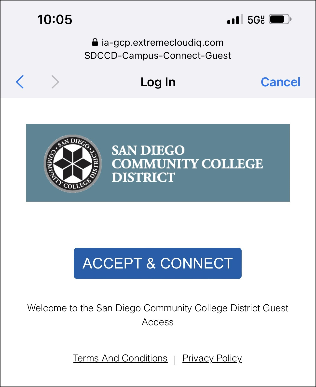 SDCCD Campus Connect Guest Accept