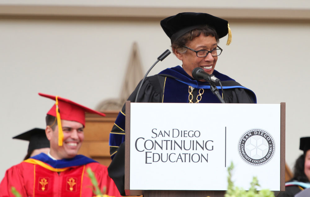 Chancellor at podium