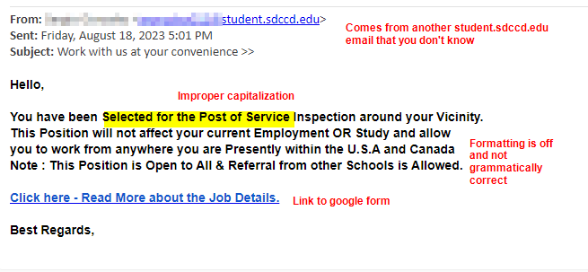 sample job email