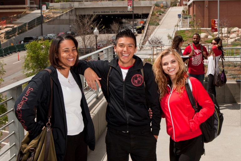 three city college students on campus