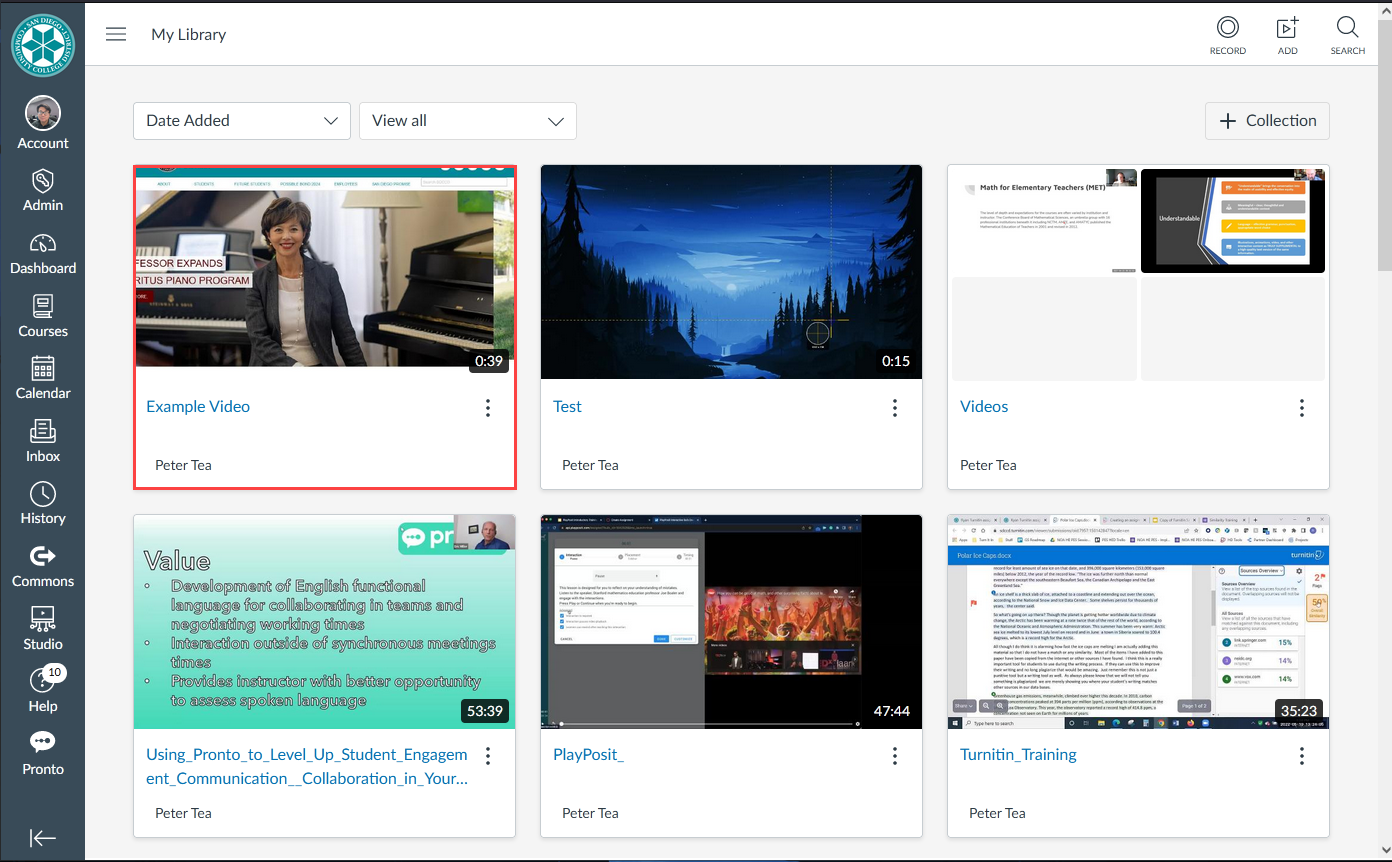 Screenshot of your Canvas Studio Libary with the edited video