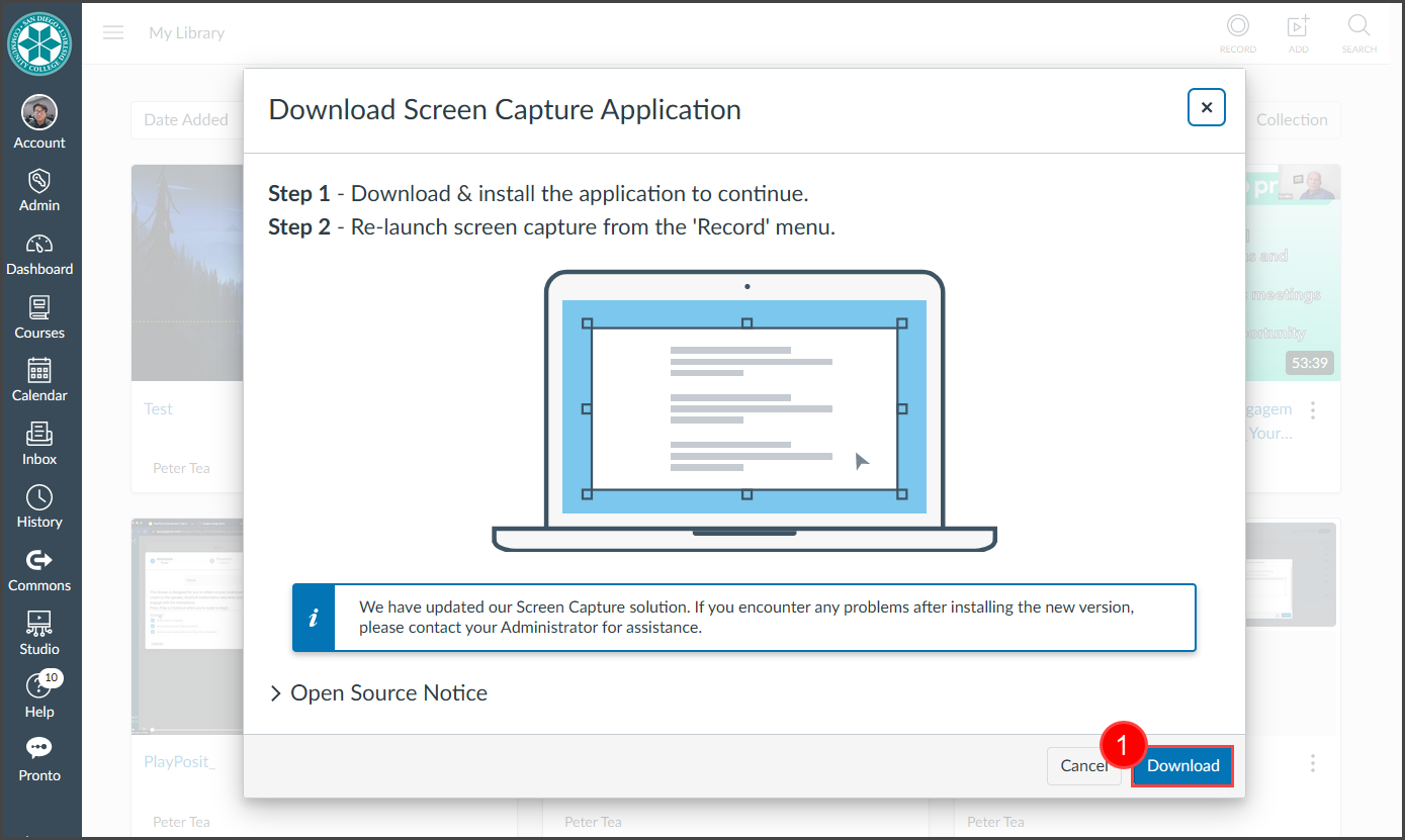 Screenshot of the recording notification