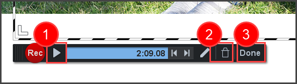 Screenshot of tools after recording content