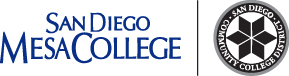 Mesa College name with black district seal to the right
