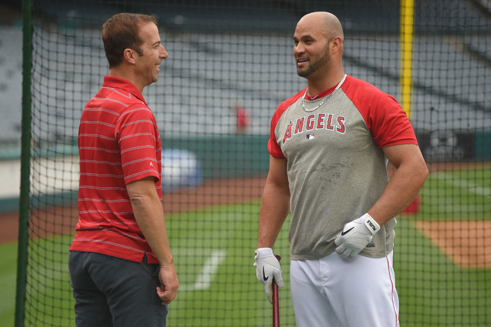 Billy Eppler with infielder Albert Pujols