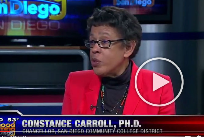 Chancellor Constance M. Carroll discusses the "Promise" pilot program with KUSI News.
