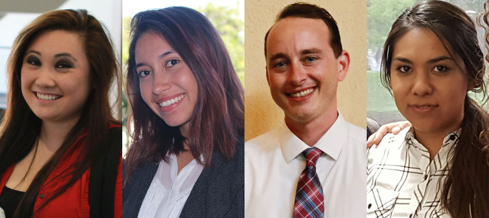 Jack Kent Cooke Scholars Thaimae Le, Katya Echazarreta, Joseph Heide and Wendy Huerta.
