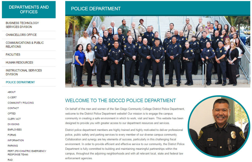 The Police Department landing page