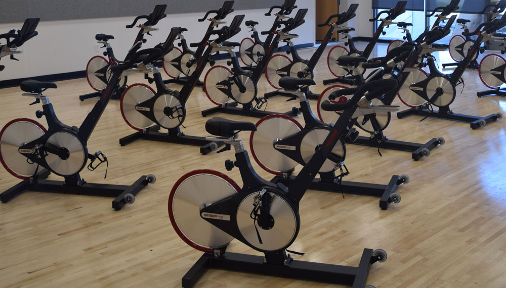 stationary bikes at the Mesa College fitness center