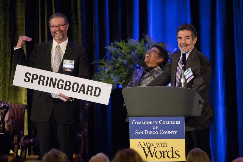 City College President Anthony Beebe, Chancellor Constance M. Carroll and TV Anchor Artie Ojeda at the In A Word fundraiser.