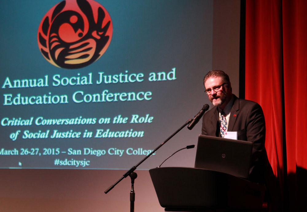 San Diego City College President Anthony Beebe speaks at the Social Justice and Education conference in 2015.