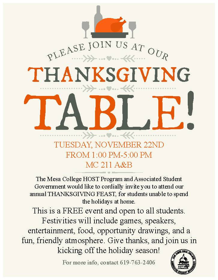 Mesa Thanksgiving feast flyer