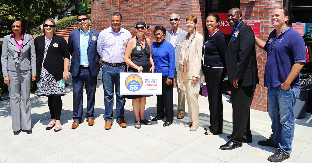 Local education leaders at a Proposition 55 news conference on August 24