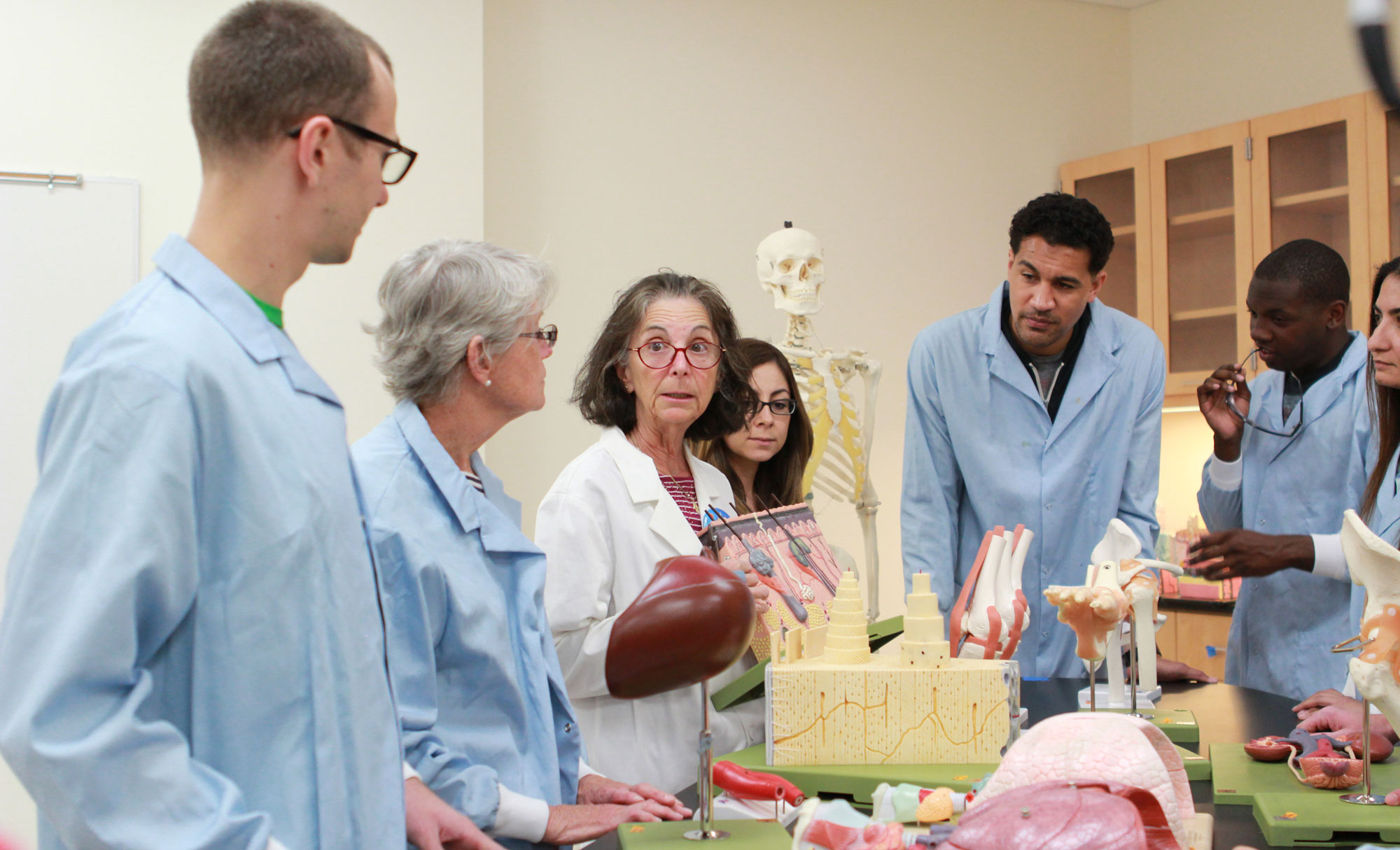 Sandra Slivka, professor of Biology and director of the Southern California Biotechnology Center teaches a class at a Miramar College lab.