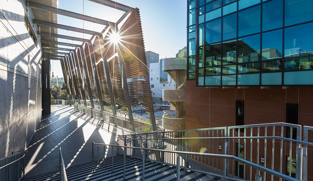 Sunrise at the technology building at City College.