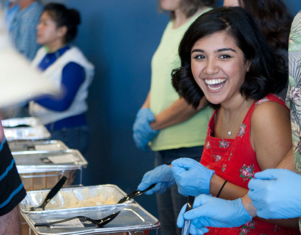 Thanksgiving meal being served at Mesa College in 2016