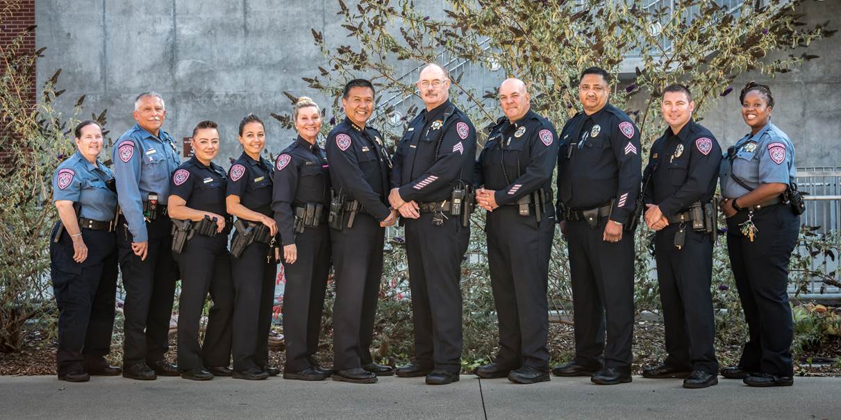 a photo of some of the Department members who wore pink