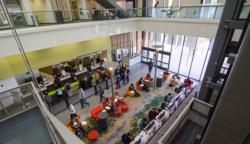 students in the student services center at mesa college