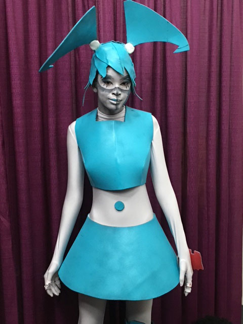 a woman dressed as a pokemon character