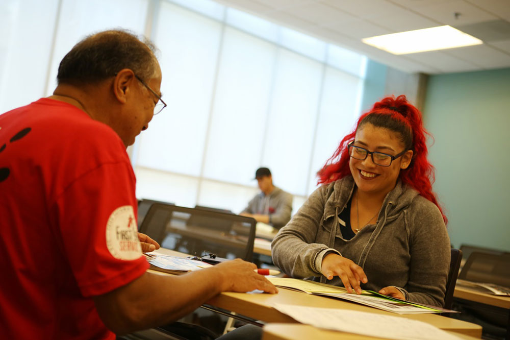 A student and a tutor study