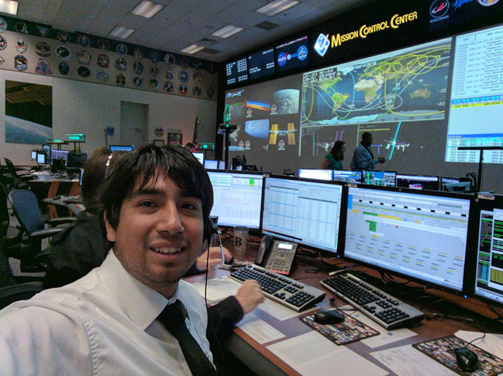 Sergio Sandoval at his desk at NASA