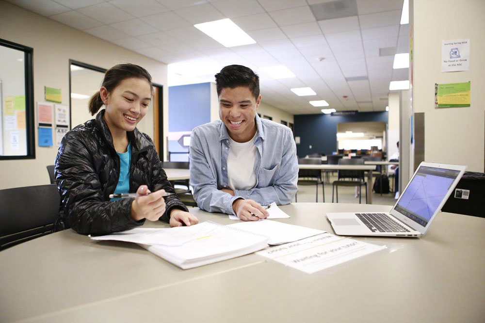 two students study at the Miramar College academic success center