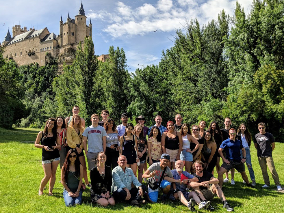 Allison Tjan with her group in front of the Alcazar de Segovia in Spain.