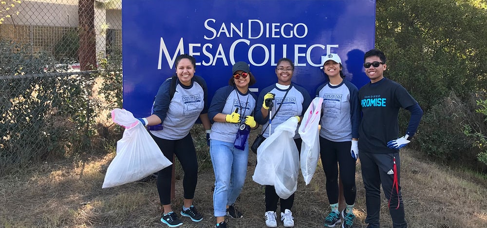 Five volunteers at the 2018 cleanup
