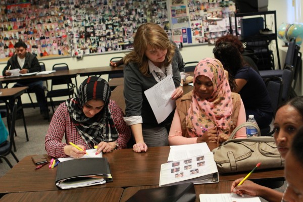 Students prepare for the citizenship interview