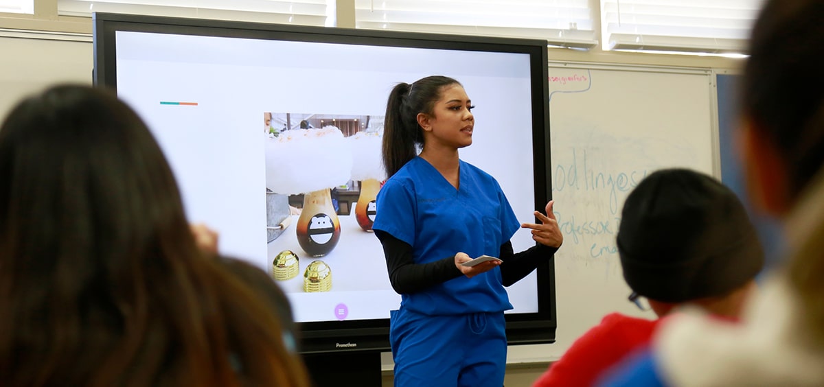 University City High School student Josielyn Fishel gives a presentation