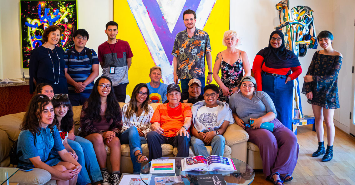 Here, PATH Summer Academy students, with staff, visit the Strauss Family Foundation art collection.
