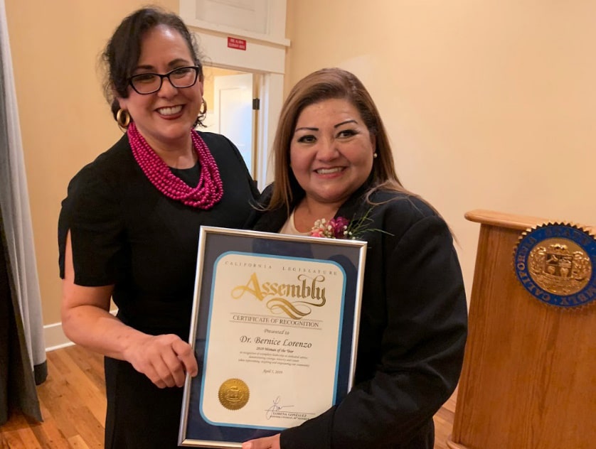Dr. Bernice Lorenzo with Assemblywoman Lorena Gonzalez