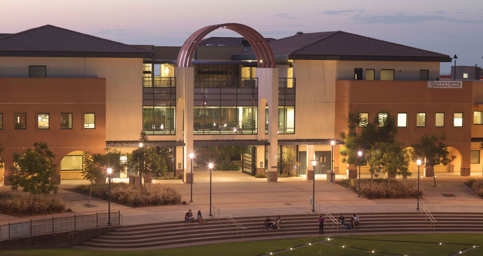 Miramar College campus lit up at night