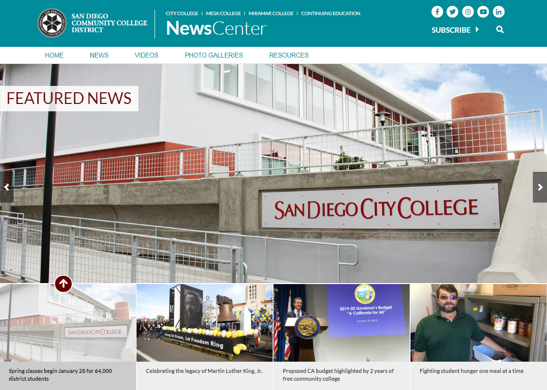 An image of the newscenter homepage