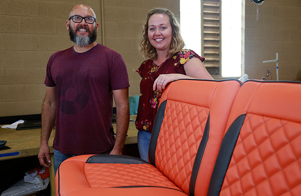  Juan Rodriguez and Jennifer Prewer enrolled in the Auto Upholstery Program so that they could re-upholster seats for their 1965 Ford Ranchero. 