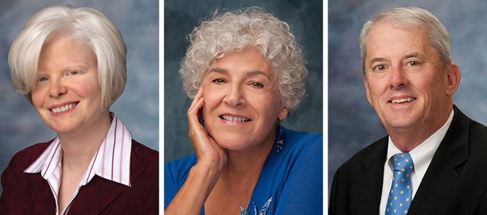 Trustees Mary Graham, Dr. Maria Nieto Senour, and Bernie Rhinerson