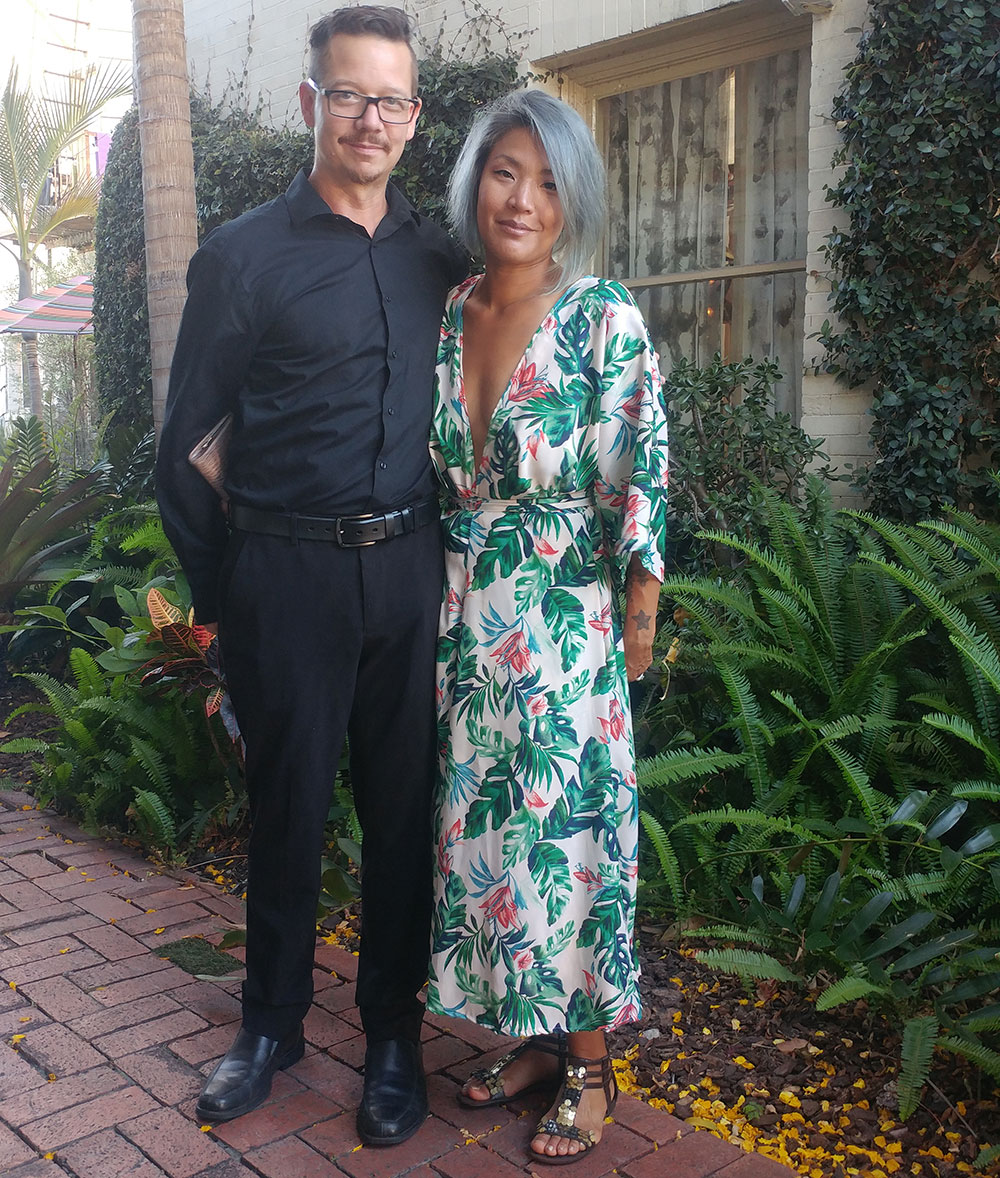 Continuing Education student Chong Mi Land (pictured with her husband) has put her fashion design skills to work to create pieces for Comic-Con clients and the Cygnet Theatre