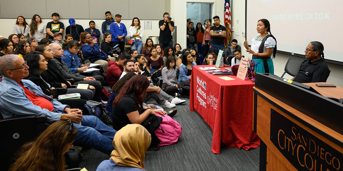 City College welcomed members of Kumeyaay and Nahua tribes from Mexico to speak during Indigenous People’s Day in 2019.