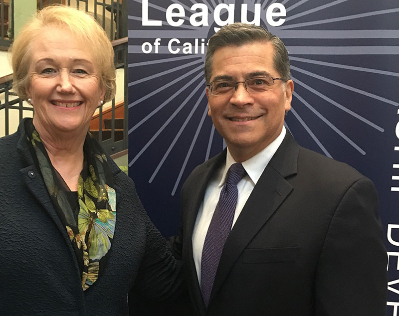 Mesa College President Pam Luster and CA Attorney General Xavier Becerra.