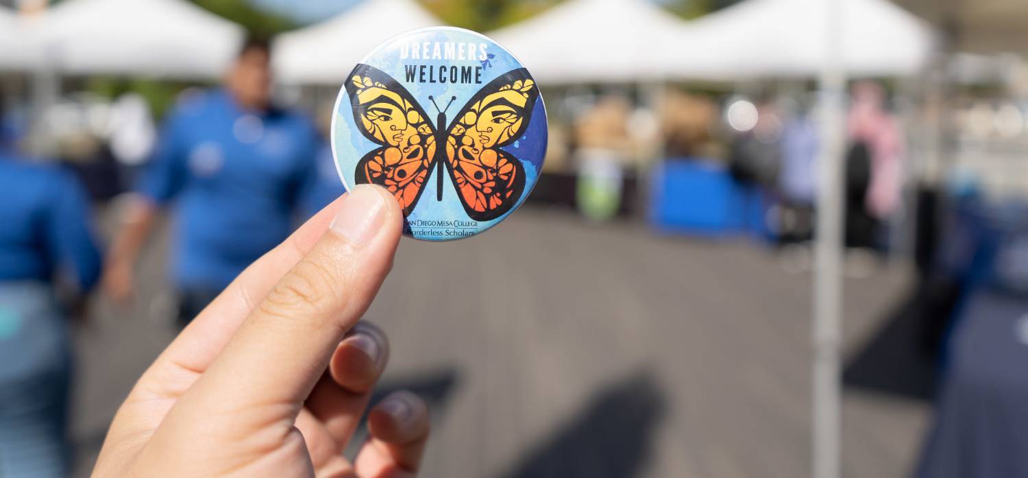 A butterfly button representing dreamers