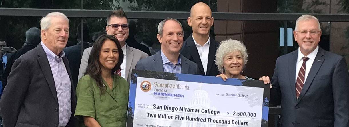 A Check donation to the Miramar College veterans center