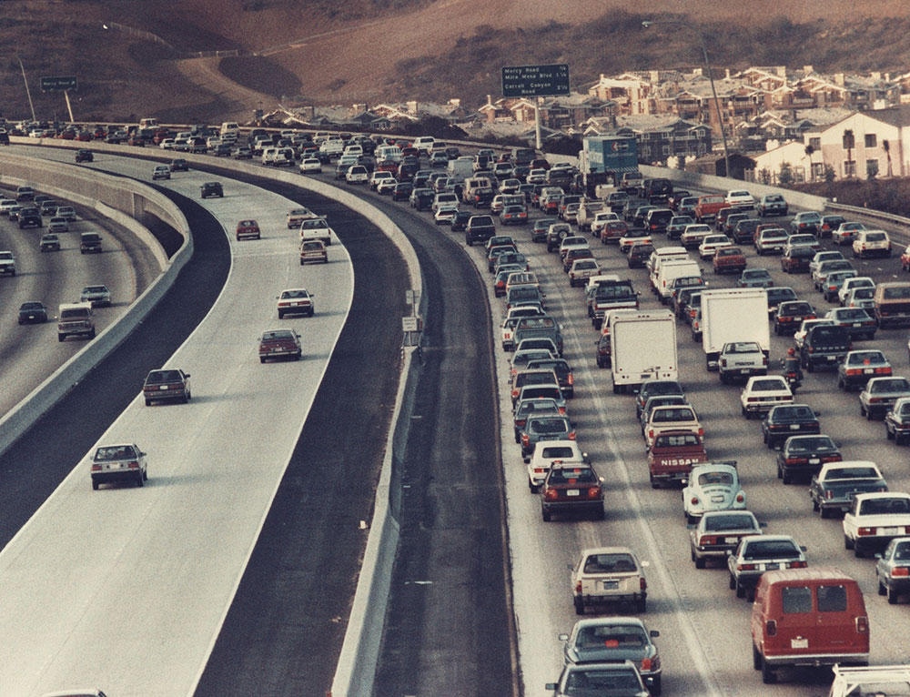 Photo shows gridlock on a freeway