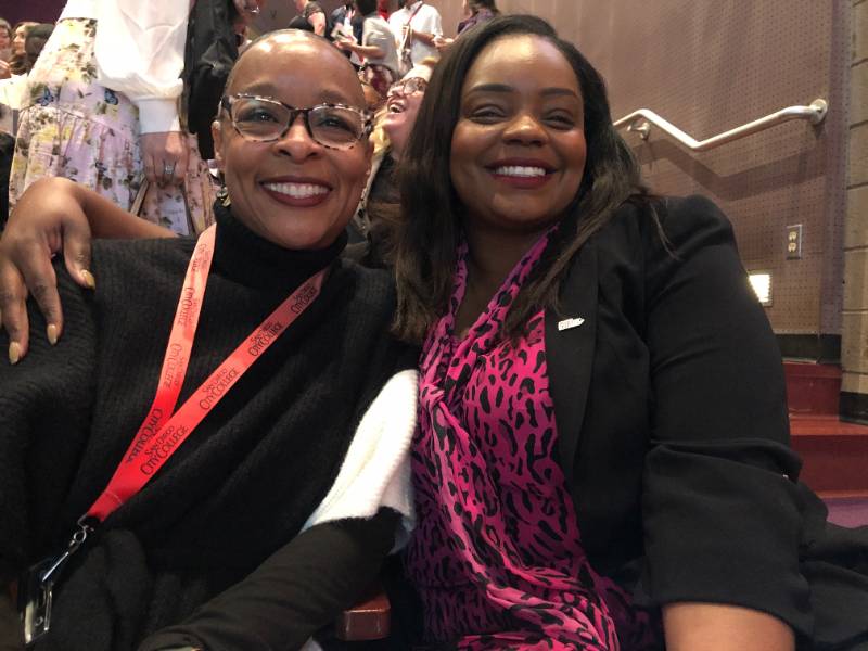 Ashanti Hands, left, and Shakerra Carter pose for a photo at the event