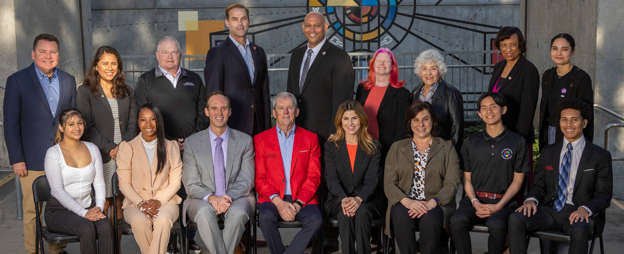 Both boards take a group photo at the joint board meeting.