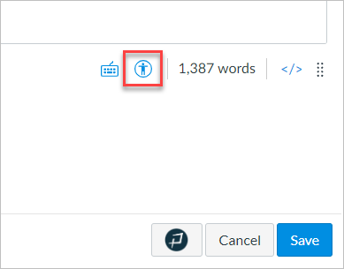 Screenshot of the Accessibility Checker Button in the New Rich Content Editor in Canvas
