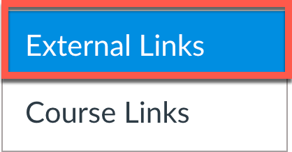 under Links button, “External Links” is highlighted. 