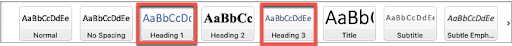 In Microsoft Word, the default Heading 1 and Heading 3 font is light blue.  User darker text color for better contrast.