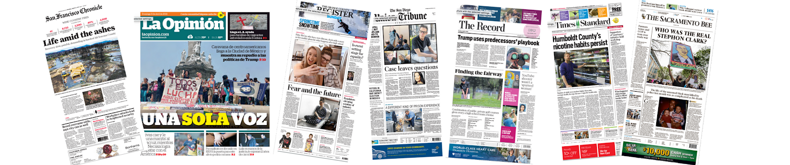 Example of different heading types on typical newspapers and articles